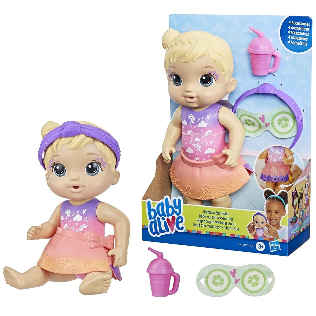 Rainbow Spa, Blonde Hair Baby Alive doll set
