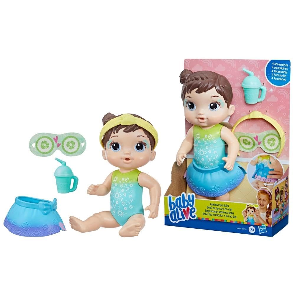 Rainbow Spa, Brown Hair Baby Alive doll set